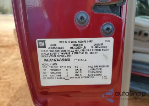 2004 GMC Yukon from USA, damaged, VIN 1GKEC13ZX4R300454